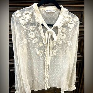 Zara Basic chiffon embroidered blouse